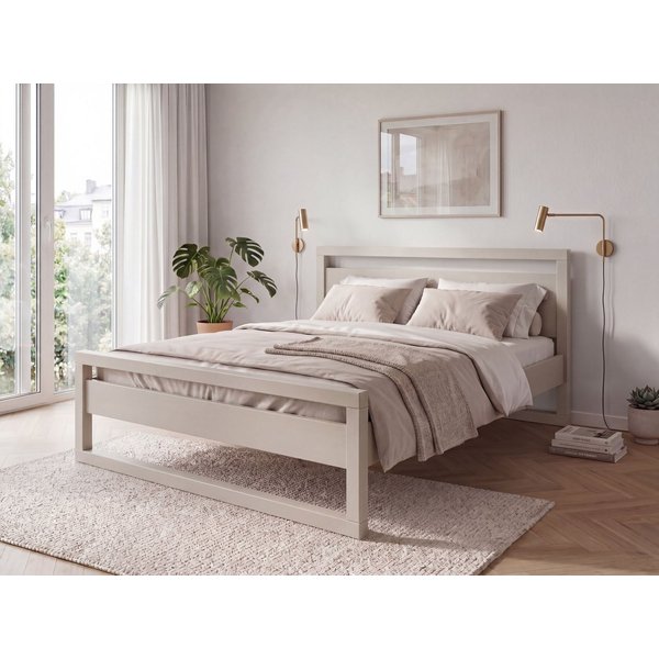 OTTO home Massivholzbett Wellow, Kaschmir-Beige-Beige, Kiefer, inklusive Lattenrost (Liegefläche 140x200 cm), nordisch-modern, bis 180 kg belastbar, FSC® & Made