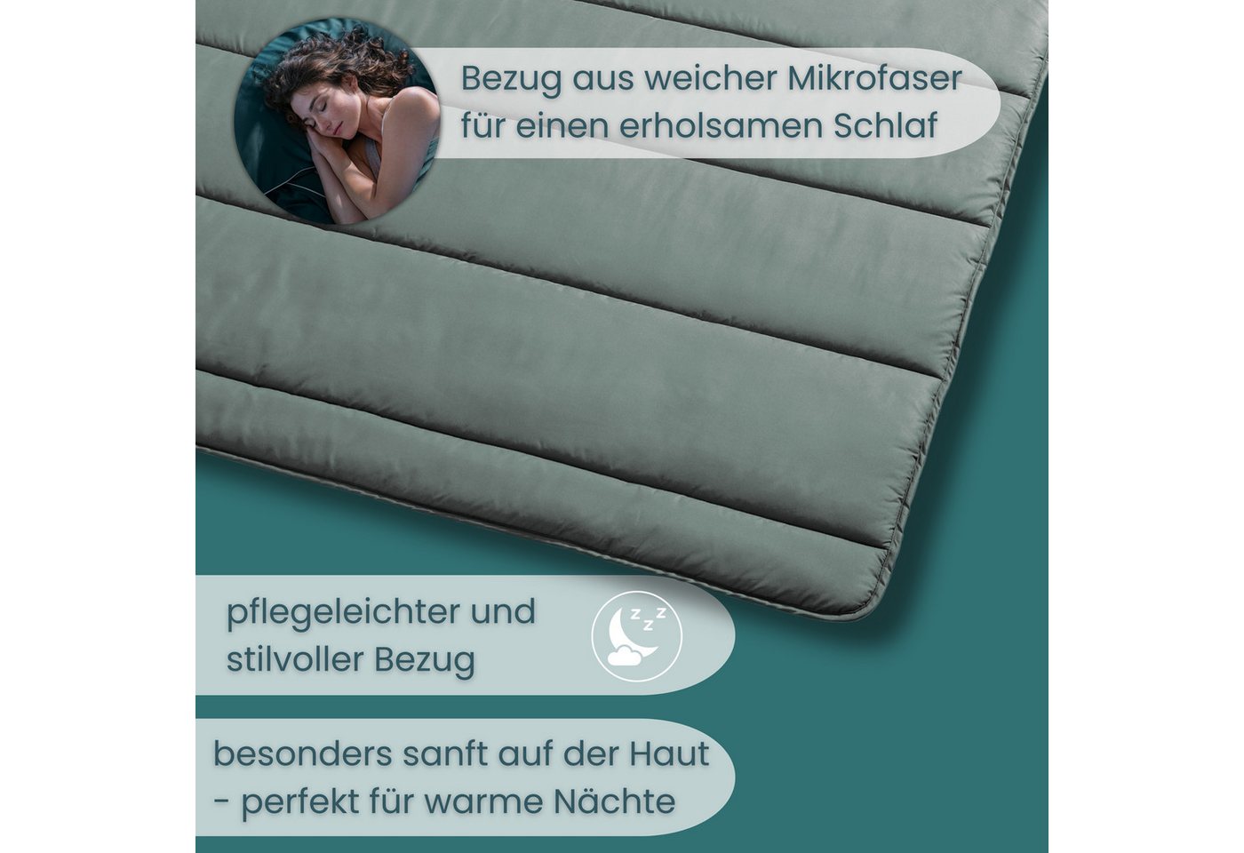 OTTO home Microfaserbettdecke Clarra, Bettdecke 135x200 cm, 155x220 cm, 200x200 cm, Füllung: Polyester, Bezug: Polyester, Bettdecken in grün & grau, Sommer, Win – Bild 4 von 5