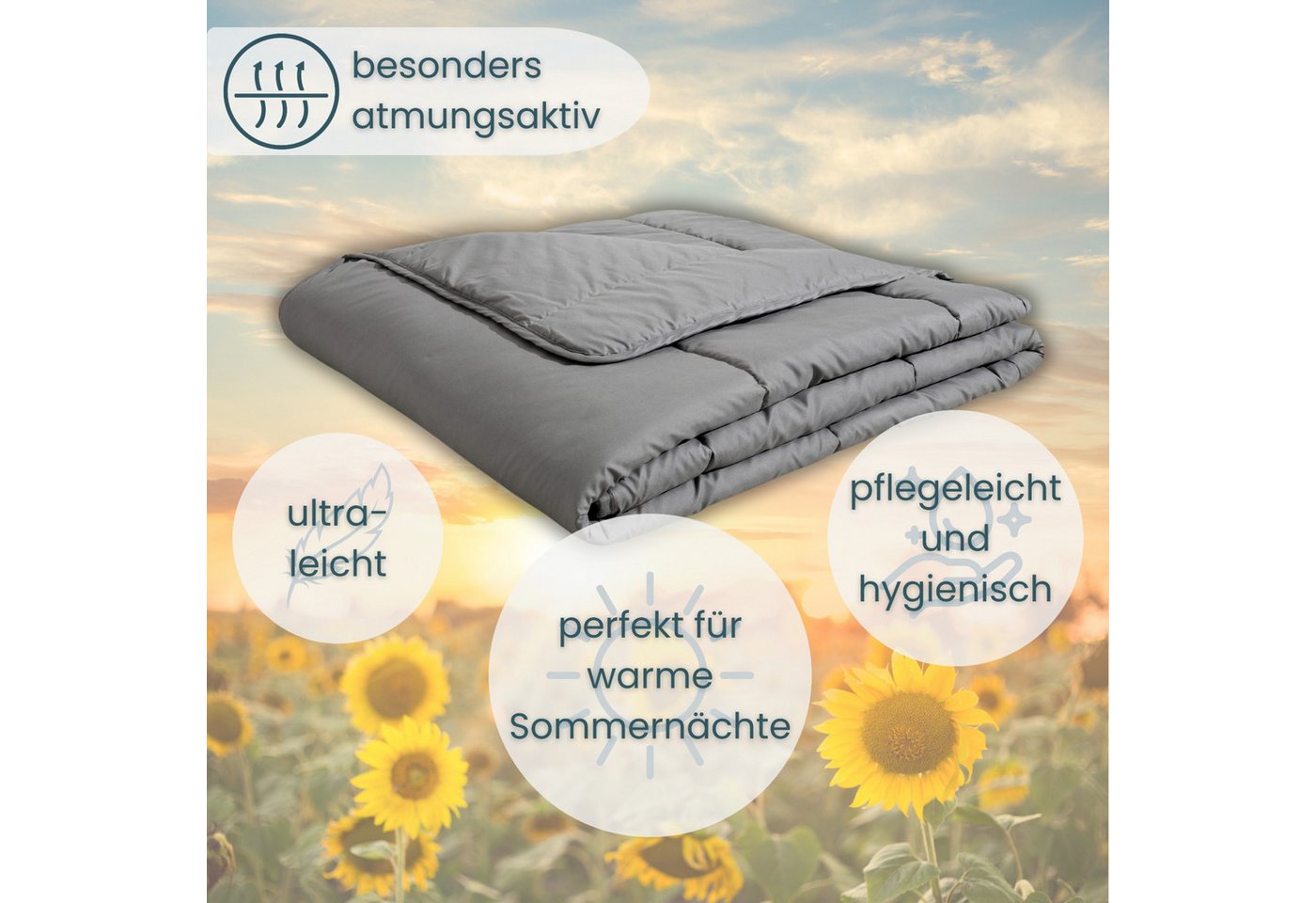 OTTO home Microfaserbettdecke Clarra, Bettdecke 135x200 cm, 155x220 cm, 200x200 cm, Füllung: Polyester, Bezug: Polyester, Bettdecken in grün & grau, Sommer, Win – Bild 4 von 5