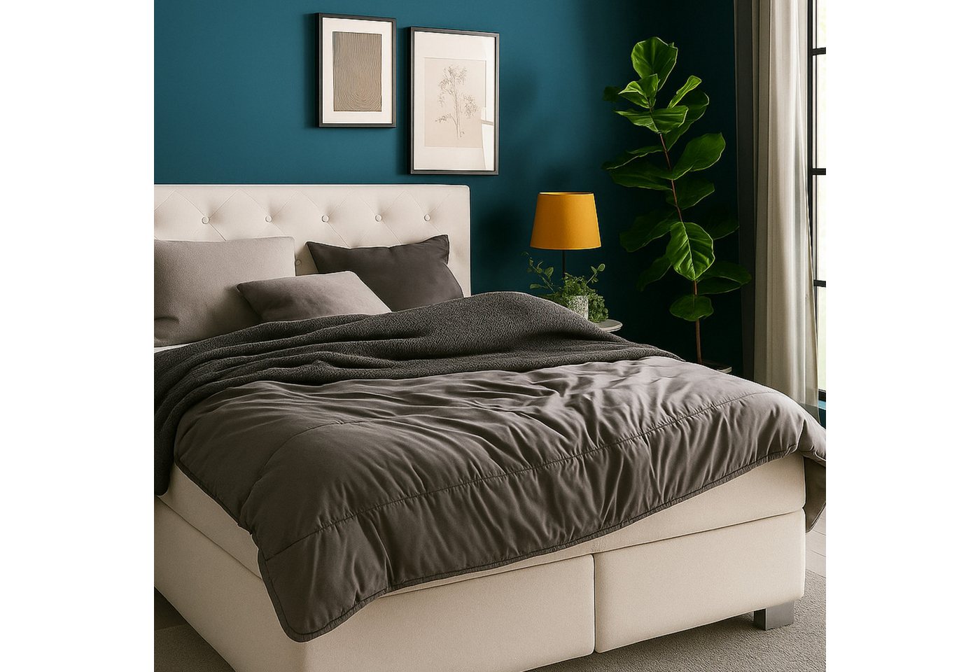 OTTO home Microfaserbettdecke Clarra, Bettdecke 135x200 cm, 155x220 cm, 200x200 cm, Füllung: Polyester, Bezug: Polyester, Bettdecken in grün & grau, Sommer, Win – Bild 2 von 5