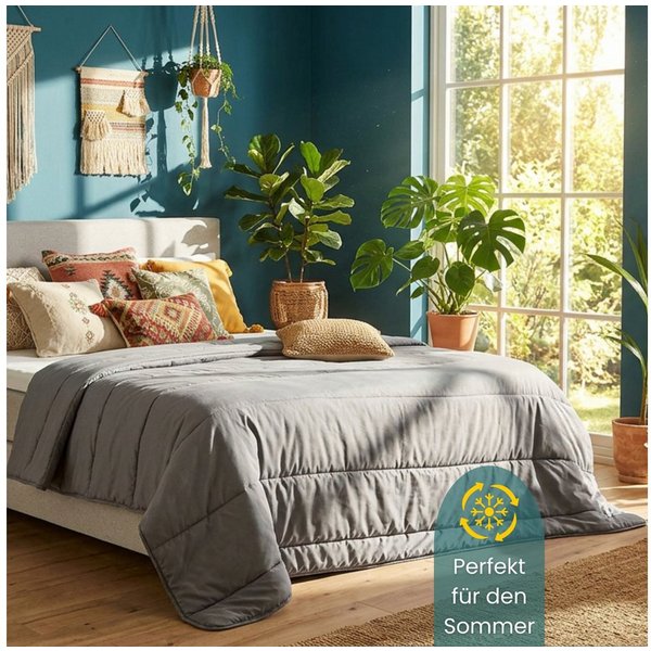 OTTO home Microfaserbettdecke Clarra, Bettdecke 135x200 cm, 155x220 cm, 200x200 cm, Füllung: Polyester, Bezug: Polyester, Bettdecken in grün & grau, Sommer, Win