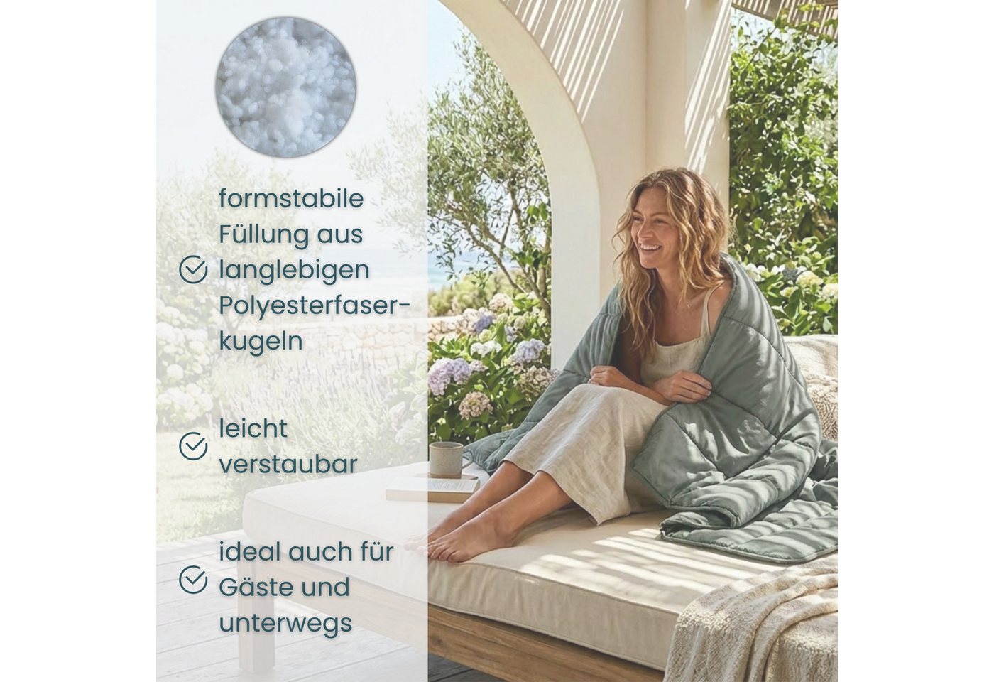 OTTO home Microfaserbettdecke Clarra, Bettdecke 135x200 cm, 155x220 cm, 200x200 cm, Füllung: Polyester, Bezug: Polyester, Bettdecken in grün & grau, Sommer, Win – Bild 5 von 5