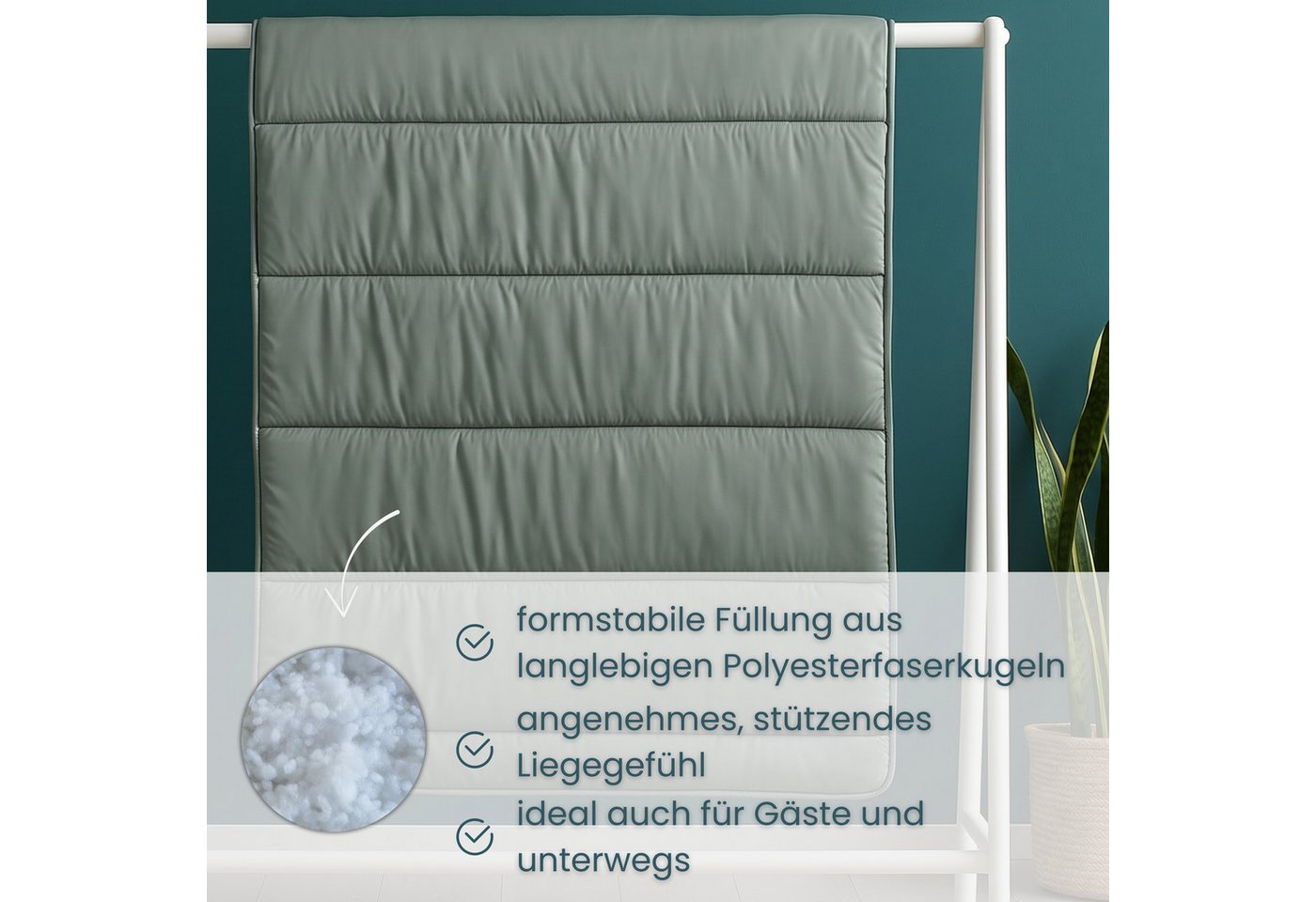OTTO home Microfaserbettdecke Clarra, Bettdecke 135x200 cm, 155x220 cm, 200x200 cm, Füllung: Polyester, Bezug: Polyester, Bettdecken in grün & grau, Sommer, Win – Bild 5 von 5