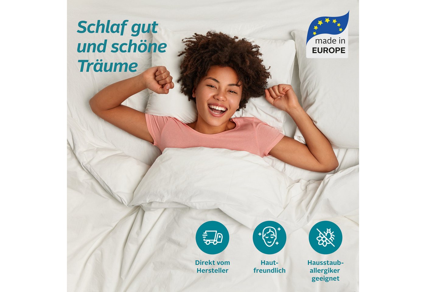 OTTO home Microfaserbettdecke Corella, Bettdecke 135x200 cm, mit Gratis-Kissen dazu: 40x80 cm, Füllung: 100% Polyester, Bezug: 100% Polyester, Bettdecken, Somme – Bild 5 von 5