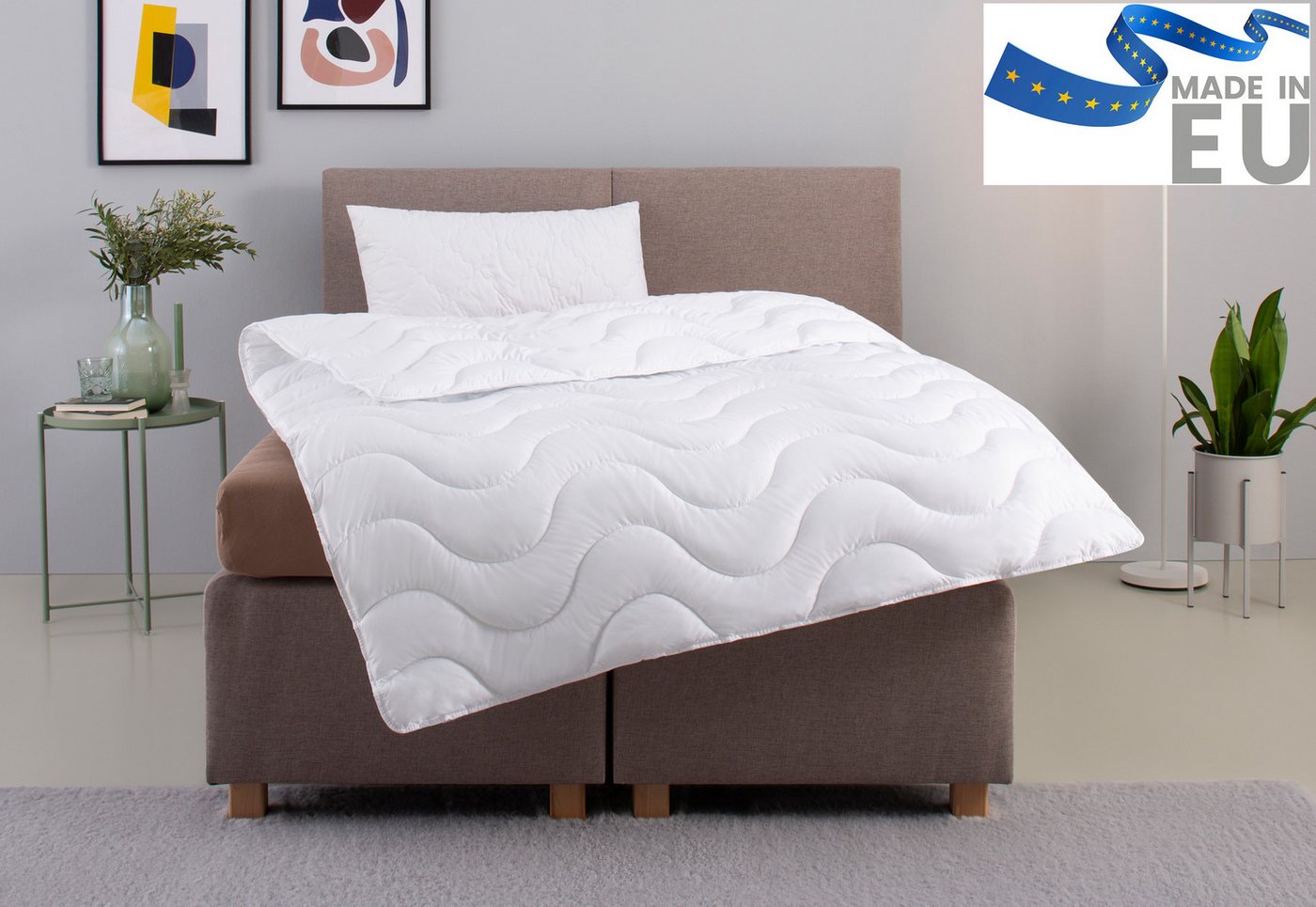 OTTO home Microfaserbettdecke + Microfaserkissen Mailo, Bettdecke 135x200 cm, 155x220 cm, Bezug: weich, 2-tlg., Set mit Kissen 80x80 cm, Sommer, Winter – Bild 4 von 5