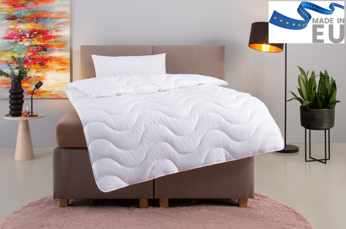 OTTO home Microfaserbettdecke + Microfaserkissen Mailo, Bettdecke 135x200 cm, 155x220 cm, Bezug: weich, 2-tlg., Set mit Kissen 80x80 cm, Sommer, Winter – Bild 5 von 5