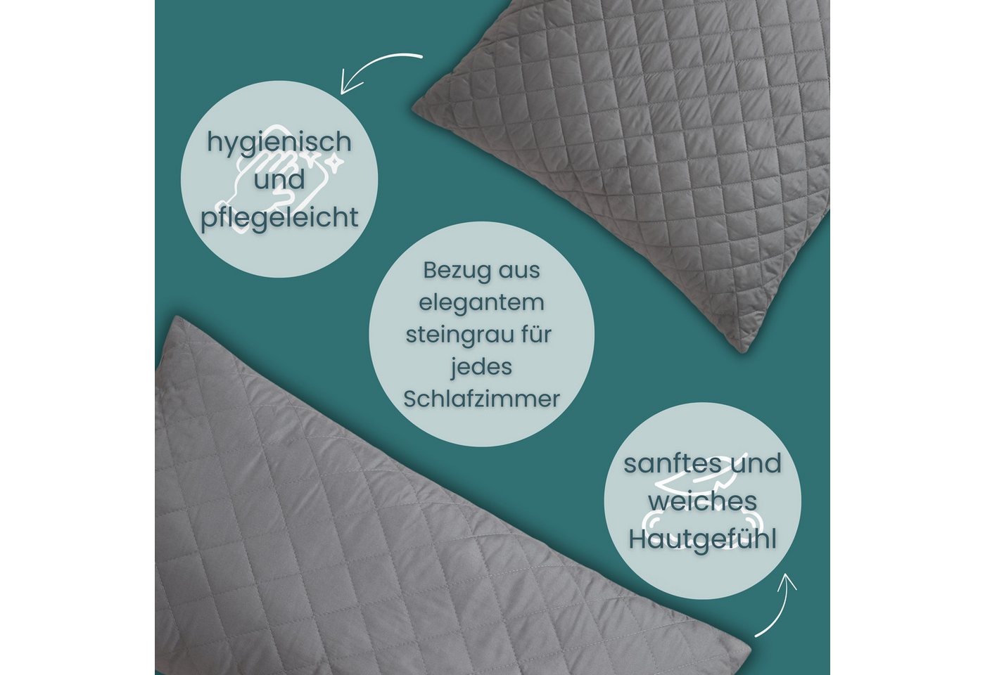OTTO home Microfaserkissen Clarra, Kopfkissen 40x80 cm, 80x80 cm, Füllung: Polyester, Bezug: Polyester, Rückenschläfer, Seitenschläfer, Kissen in grau – Bild 5 von 5
