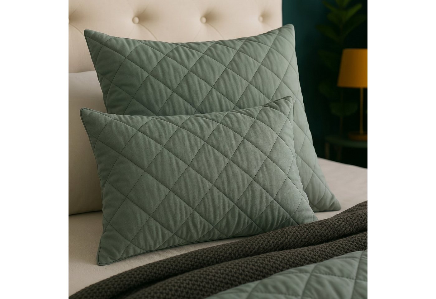 OTTO home Microfaserkissen Clarra, Kopfkissen 40x80 cm, 80x80 cm, Füllung: Polyester, Bezug: Polyester, Rückenschläfer, Seitenschläfer, Kissen in grau – Bild 3 von 5