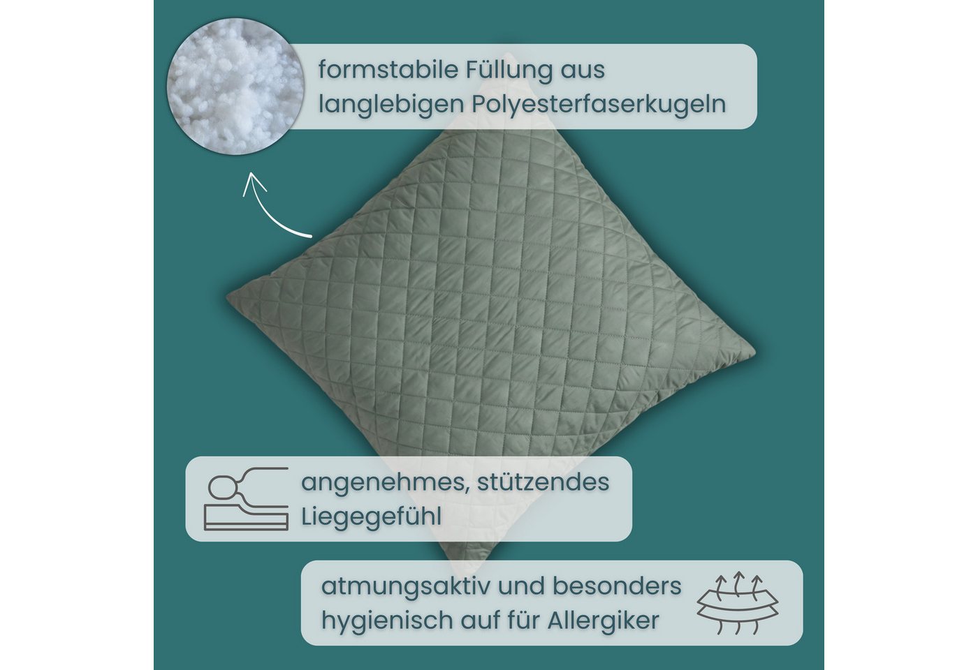 OTTO home Microfaserkissen Clarra, Kopfkissen 40x80 cm, 80x80 cm, Füllung: Polyester, Bezug: Polyester, Rückenschläfer, Seitenschläfer, Kissen in grau – Bild 5 von 5