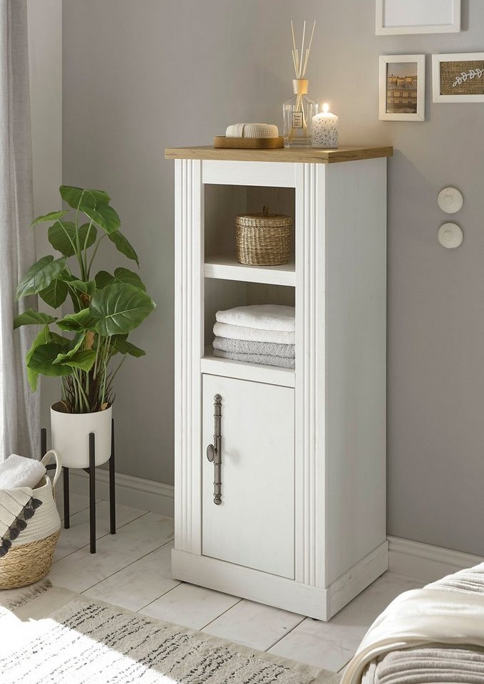 OTTO home Midischrank WESTMINSTER, Badschrank im Landhausstil, Schrank mit Metallgriffen in 2 Farben verfügbar, mit offenen Fächern und Stauraum – Bild 2 von 5