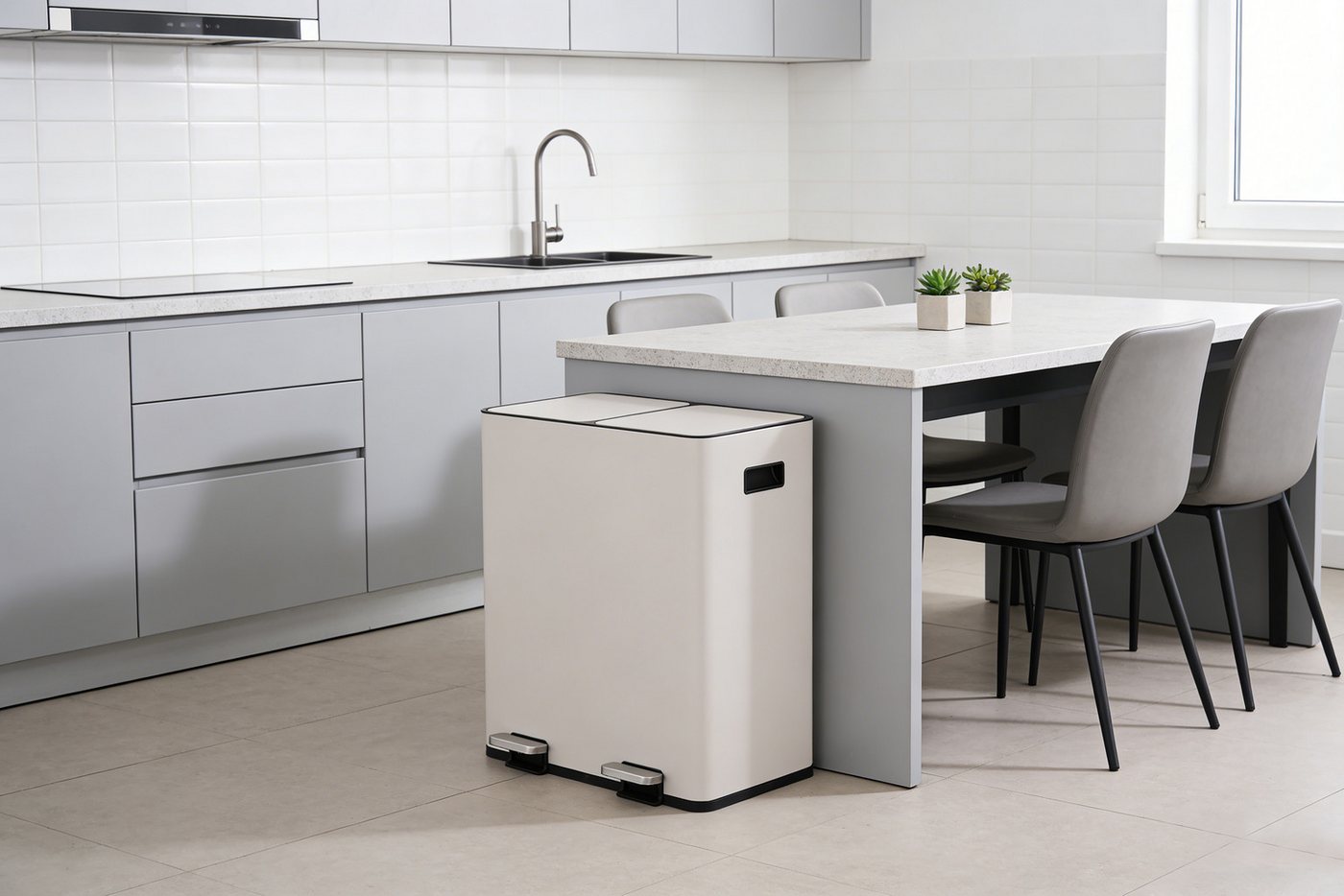 OTTO home Mülleimer Garrin, Soft Close, m. 2 Fächern, Fassungsvermögen 2x15 L bzw. 2x30 L, Mülltrennsystem mit 2 separaten Innenbehältern und Fußtrittpedalen – Bild 2 von 5