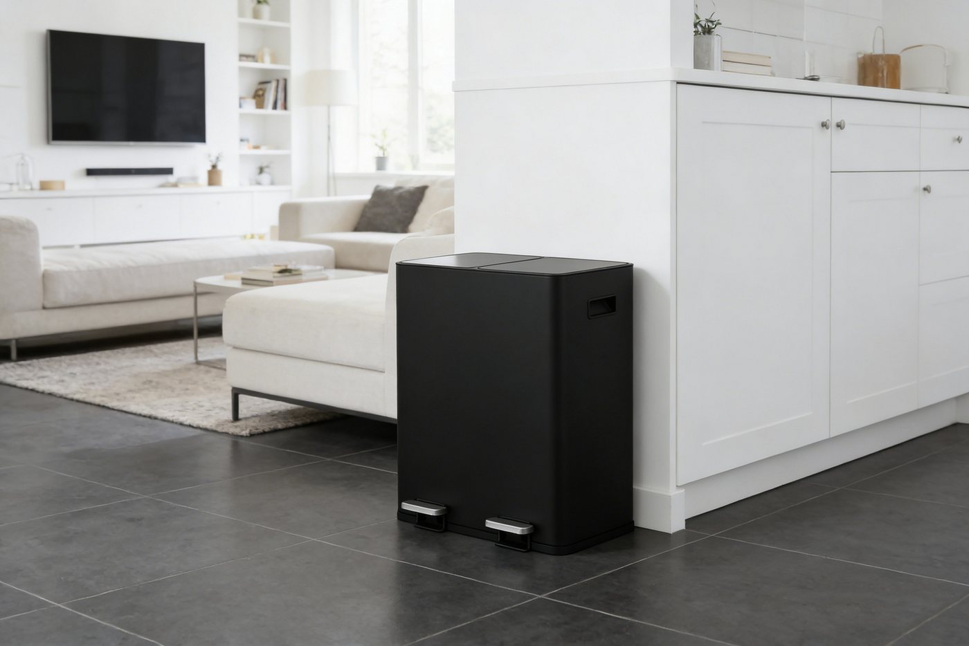 OTTO home Mülleimer Garrin, Soft Close, m. 2 Fächern, Fassungsvermögen 2x15 L bzw. 2x30 L, Mülltrennsystem mit 2 separaten Innenbehältern und Fußtrittpedalen – Bild 2 von 5