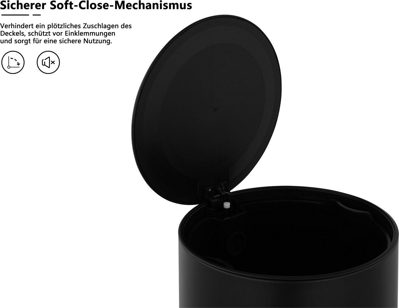 OTTO home Mülleimer in 5 versch. Farben, 5 L, 10 L o. 30 L, Soft Close, Lennu, Abfalleimer, Treteimer für Küche oder Bad, Kosmetikeimer mit verstecktem Griff – Bild 5 von 5