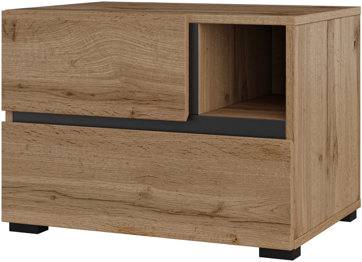 OTTO home Nachtkommode Cross, moderner griffloser Nachtschrank, Nachttisch, Nachtkonsole mit 2 Schubladen – Bild 2 von 5