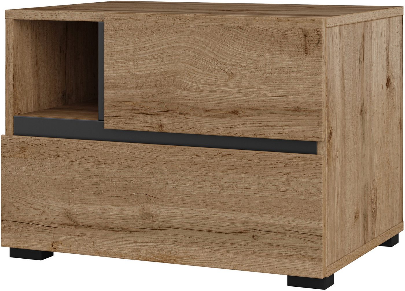 OTTO home Nachtkommode Cross, moderner griffloser Nachtschrank, Nachttisch, Nachtkonsole mit 2 Schubladen – Bild 3 von 5