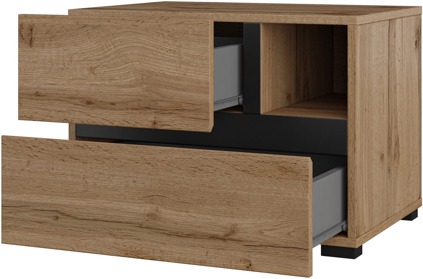 OTTO home Nachtkommode Cross, moderner griffloser Nachtschrank, Nachttisch, Nachtkonsole mit 2 Schubladen – Bild 4 von 5