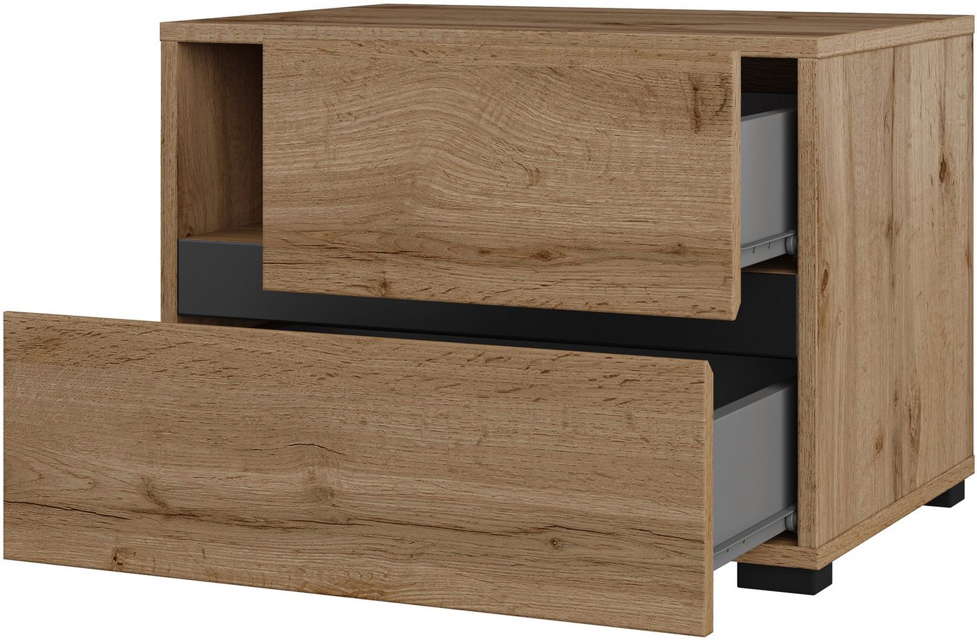 OTTO home Nachtkommode Cross, moderner griffloser Nachtschrank, Nachttisch, Nachtkonsole mit 2 Schubladen – Bild 5 von 5