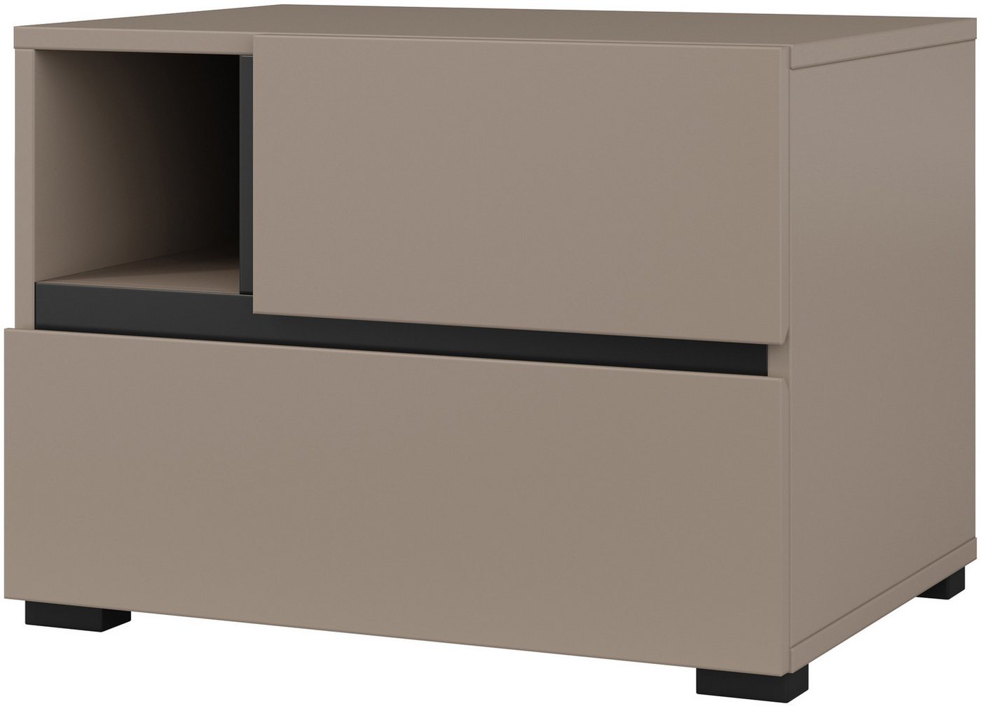OTTO home Nachtkommode Cross, moderner griffloser Nachtschrank, Nachttisch, Nachtkonsole mit 2 Schubladen – Bild 3 von 5