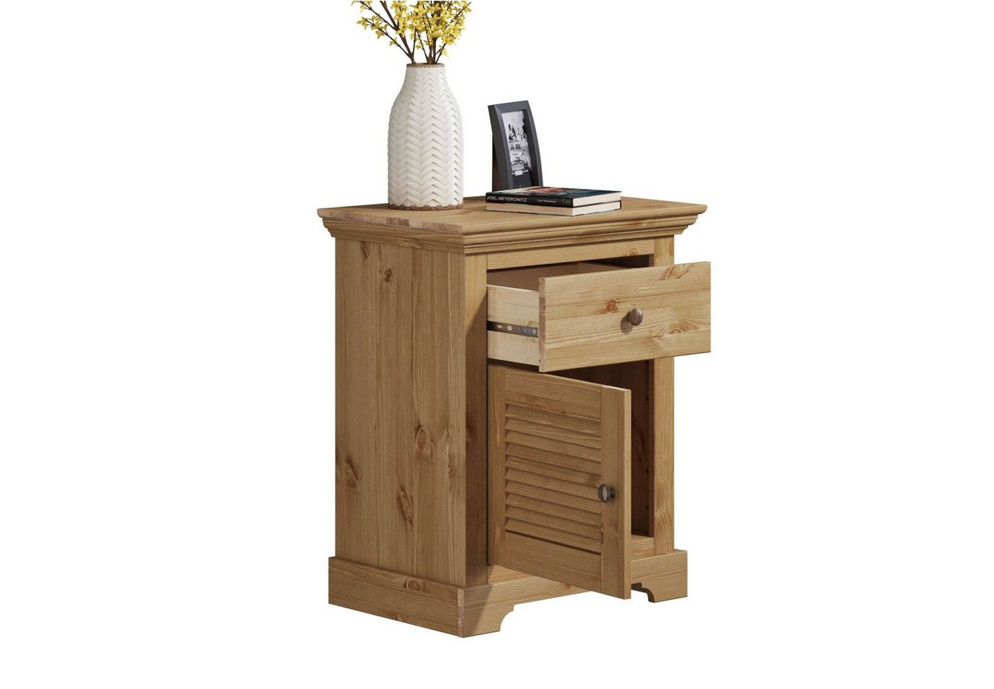 OTTO home Nachtkommode Rauna, Landhausstil, edles Design mit Lamellen und Kassetten, 2 Farben (B/H/T 56/69/39cm), FSC® zertifiziertes Kieferholz, massive Qualit – Bild 2 von 5