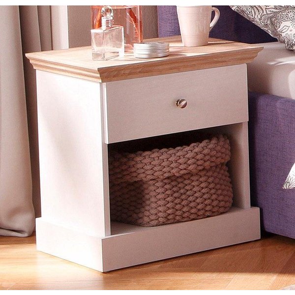 OTTO home Nachtkonsole Binz, mit einem schönen Metall Knopfgriff, Breite 45 cm