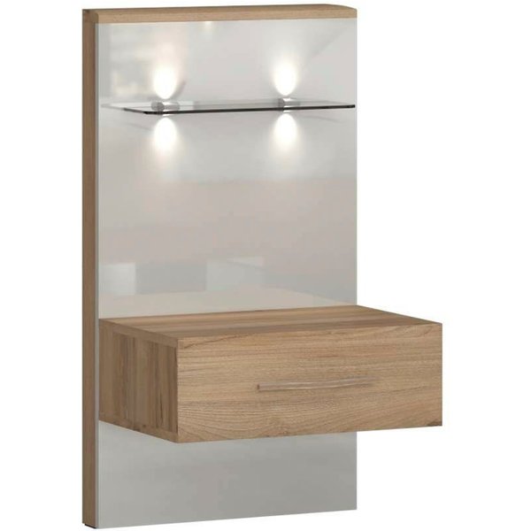 OTTO home Nachtkonsole Gala, beige hochglänzend UV lackiert und melaminbeschichtet, kratzfest (Schublade mit Soft-Close-Funktion, 56x47x100cm (BxTxH), mit Beleu