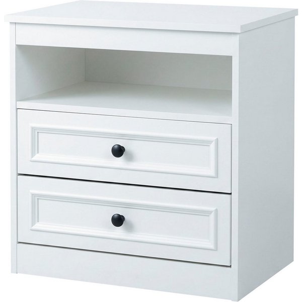 OTTO home Nachttisch Arrian, 2er-Set, Landhausstil, 2 Schubladen & Ablagefach, weiß (Set, 2-St., Nachtschränke im klassischen Landhausdesign mit viel Stauraum)