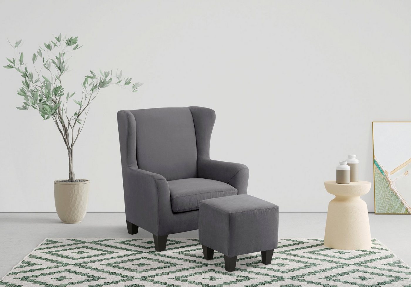 OTTO home Ohrensessel CHILLY, Microfaser-Bezug, Sessel mit Hocker (Set, 2-St., bestehend aus Sessel und Hocker), Unser Dauertiefpreis – Bild 3 von 5