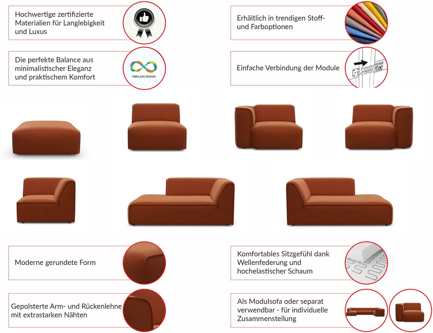 OTTO home Ottomane Merid Chaiselongue, Maße B/T/H: 100/162/70 cm, als Modul oder separat verwendbar, für individuelle Zusammenstellung – Bild 3 von 5