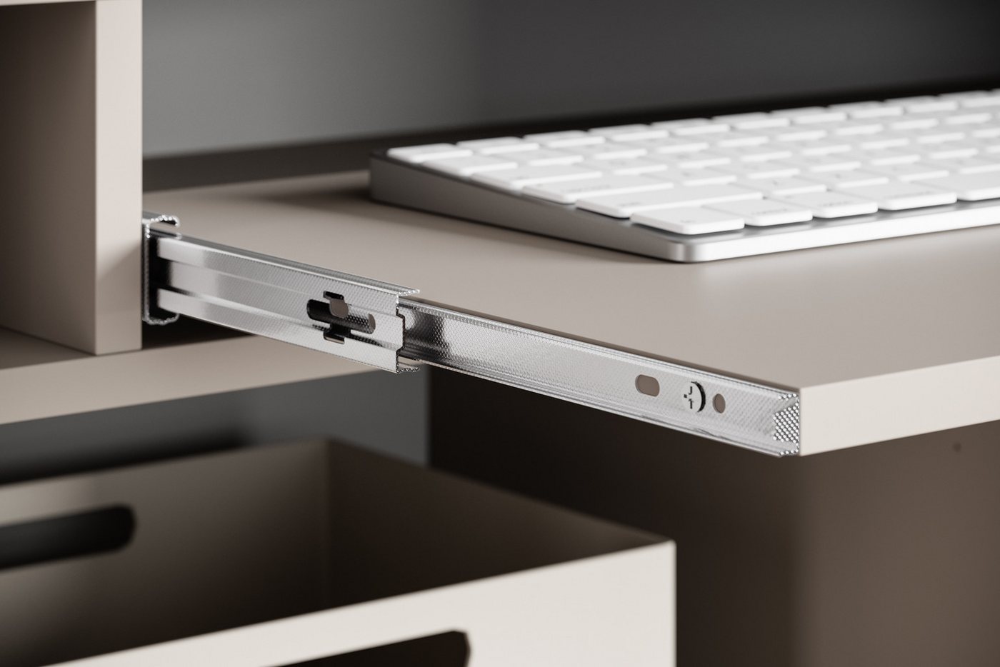 OTTO home PC-Schrank Kenia, Sekretär, Home Office (1 St), Mit Push-to-open, Tastaturauszug und praktischem Stauraum – Bild 5 von 5
