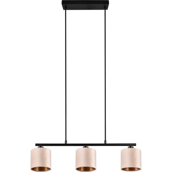OTTO home Pendelleuchte Jerrett, Hängeleuchte 3-flammig mit Samtschirm beige / innen gold IP20, Leuchtmittel wechselbar, warmweiß - kaltweiß, Hängelampe Esszimm