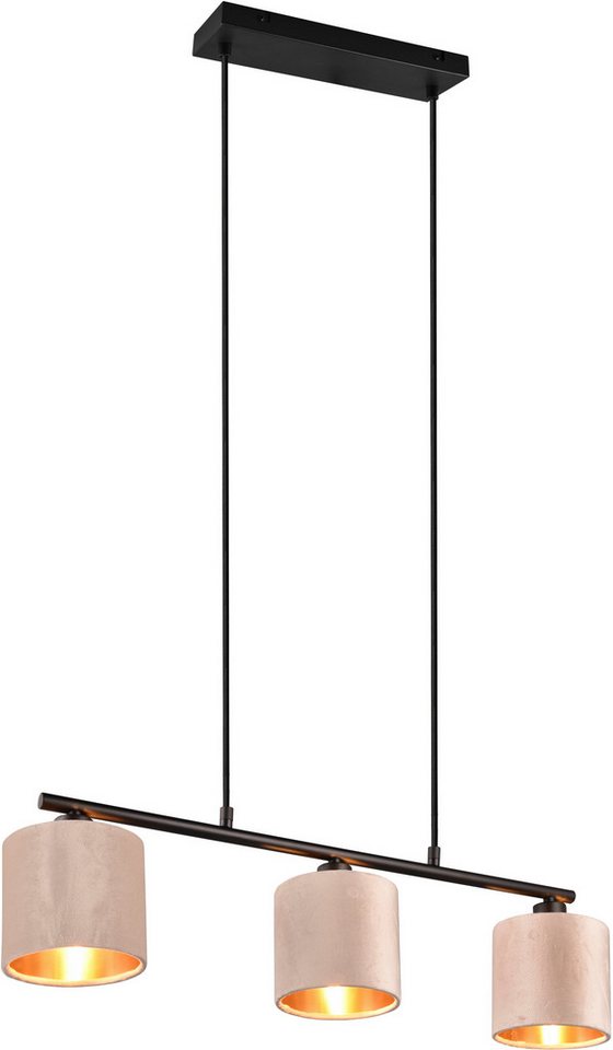 OTTO home Pendelleuchte Jerrett, Hängeleuchte 3-flammig mit Samtschirm beige / innen gold IP20, Leuchtmittel wechselbar, warmweiß - kaltweiß, Hängelampe Esszimm – Bild 5 von 5