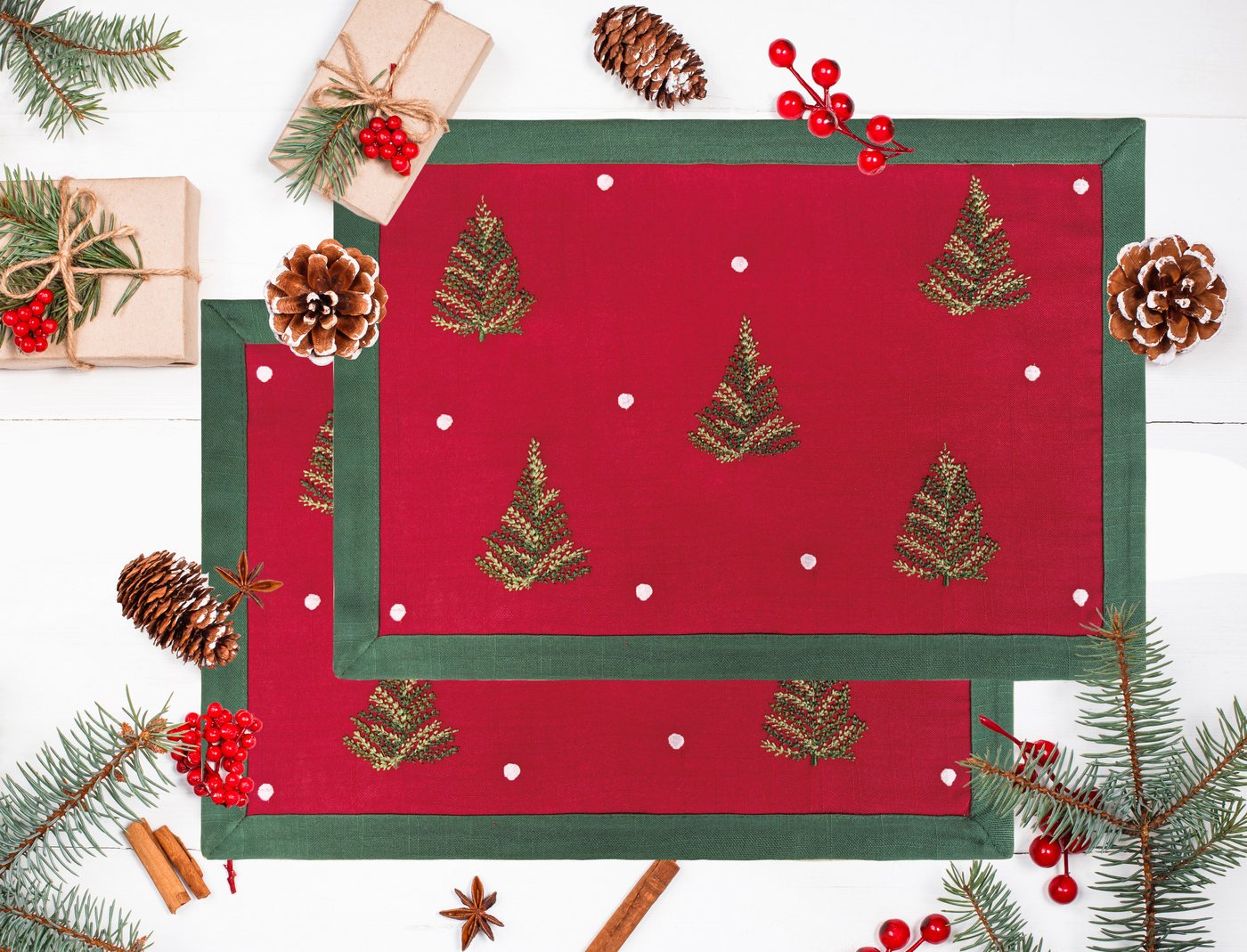 OTTO home Platzset Josselin, (Set, 2-St), Weihnachtlich, festlich, 2er Set, Wohnzimmer, Esszimmer – Bild 2 von 2