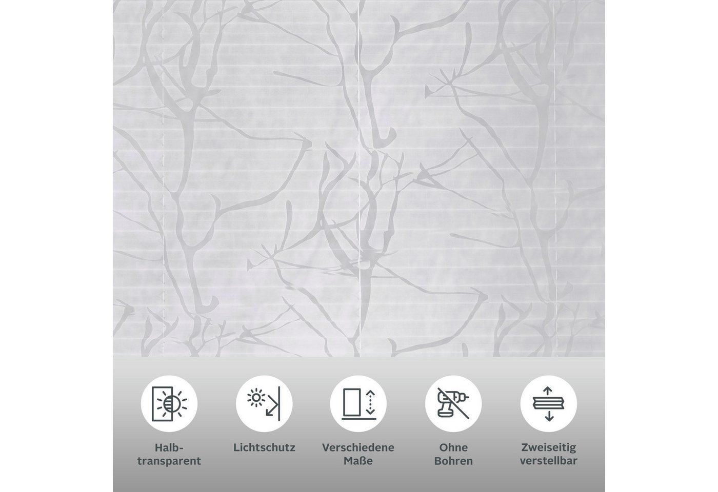 OTTO home Plissee Anna, ohne Bohren, Lichtschutz, transparentes Ästemotiv, Lichtschutz, ohne Bohren, verspannt, Klemmfix, transparentes Ästemotiv, Bestseller, F – Bild 2 von 5