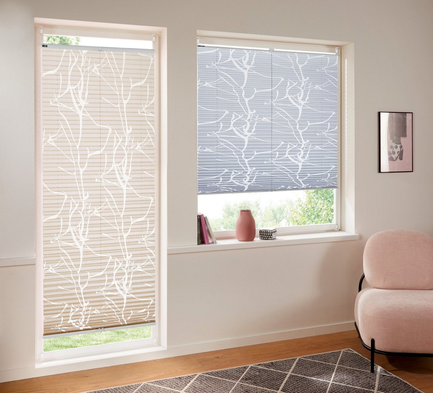 OTTO home Plissee Anna, ohne Bohren, Lichtschutz, transparentes Ästemotiv, Lichtschutz, ohne Bohren, verspannt, Klemmfix, transparentes Ästemotiv, Bestseller, F – Bild 4 von 5