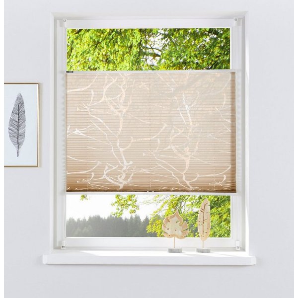 OTTO home Plissee Anna, ohne Bohren, Lichtschutz, transparentes Ästemotiv, Lichtschutz, ohne Bohren, verspannt, Klemmfix, transparentes Ästemotiv, Bestseller, F
