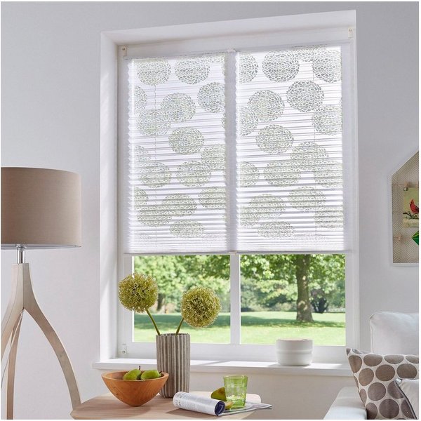 OTTO home Plissee BELUM, Lichtschutz, ohne Bohren, verspannt, Klemmfix, im Fixmaß, Ausbrenner, Kreise, Blumen, Klemmträger, Für Fenster & Tür