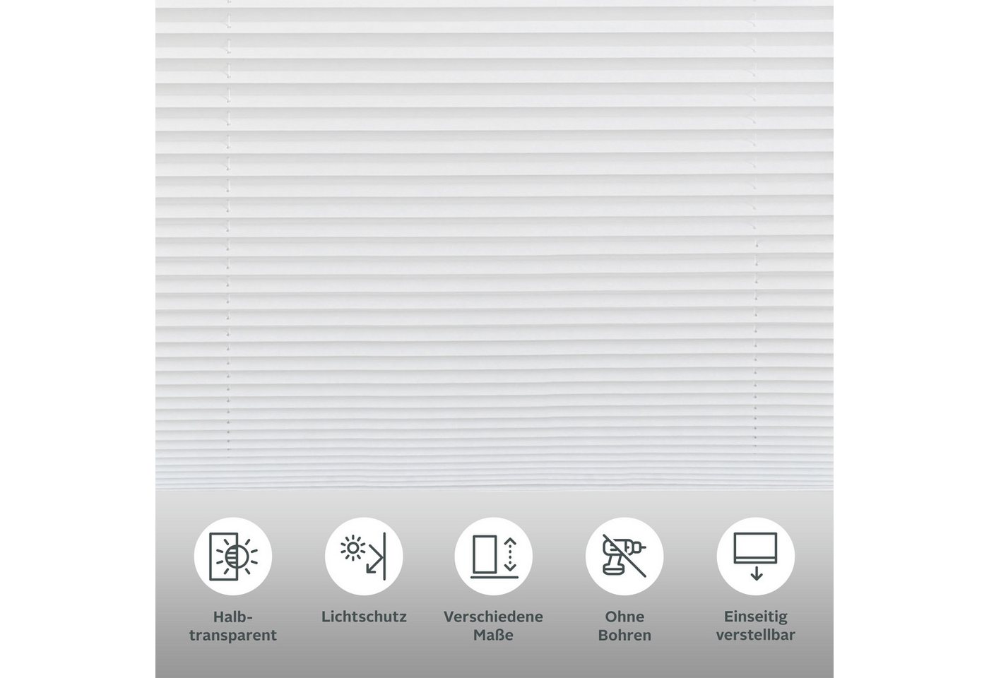 OTTO home Plissee LORRI, ohne Bohren, Klemmfix, Lichtschutz, modernes/zeitloses Design, Lichtschutz, ohne Bohren, freihängend, Klemmfix, Freihängendes Design oh – Bild 5 von 5