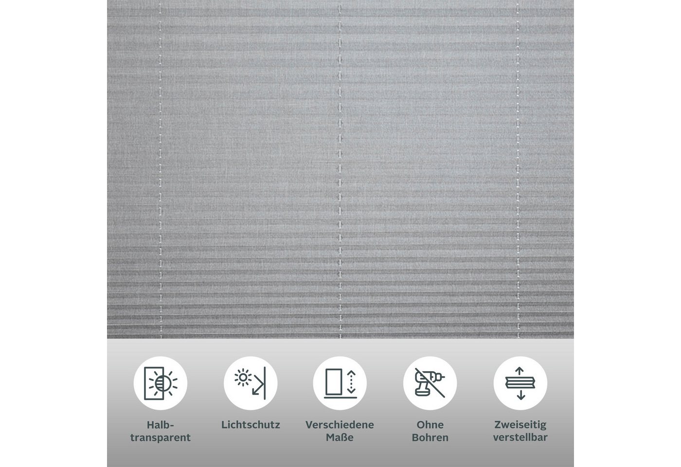 OTTO home Plissee WILLA, ohne Bohren, Lichtschutz, verspannt, Lichtschutz, ohne Bohren, verspannt, Klemmfix, NEUHEIT in Leinenoptik, Klemmfix, für Fenster & Tür – Bild 2 von 5