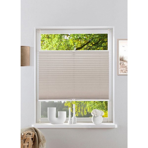 OTTO home Plissee WILLA, Lichtschutz, ohne Bohren, verspannt, Klemmfix, NEUHEIT in Leinenoptik, Klemmfix, für Fenster & Tür, Sonnenschutz