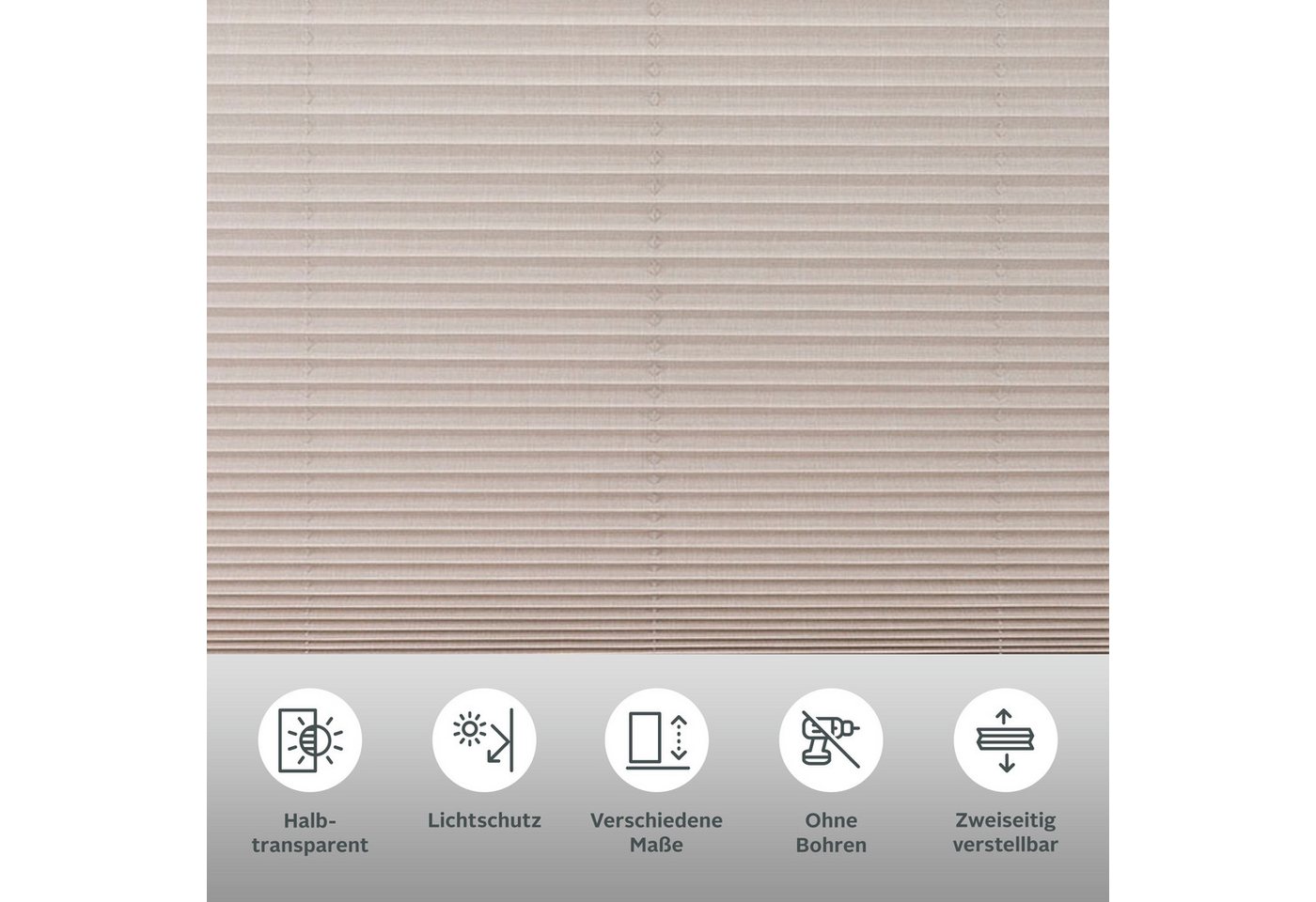 OTTO home Plissee WILLA, ohne Bohren, Lichtschutz, verspannt, Lichtschutz, ohne Bohren, verspannt, Klemmfix, NEUHEIT in Leinenoptik, Klemmfix, für Fenster & Tür – Bild 2 von 5