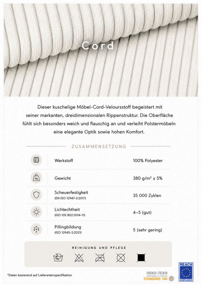OTTO home Polsterbett AVVILA, wahlweise mit Lattenrost und King-Matratze H3 (28cm), mit hochwertigem Cord-Bezug – Bild 4 von 5