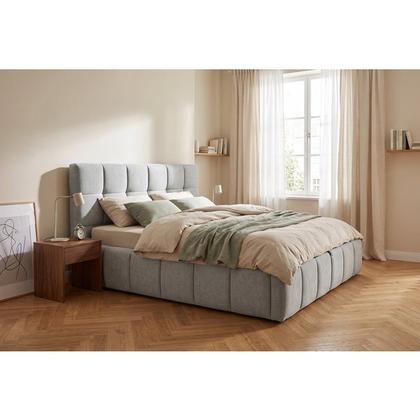 OTTO home Polsterbett EDDION, Stauraumbett mit Lattenrost und Bettkasten, 180x200cm, hochwertiger Chenille-Bezug, gepolstertes Kopfteil und Rahmen