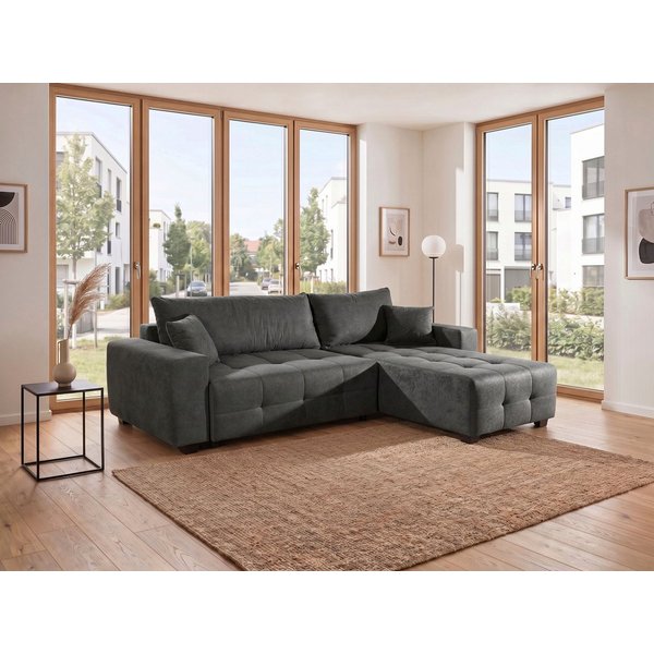 OTTO home Polsterecke Bella Couch L-Form, B: 234 cm, Zierkissen inklusive, mit Schlaffunktion & Bettkasten, Wohnkomfort