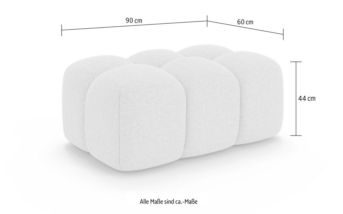 OTTO home Polsterhocker KALLIE Sitzhocker, Bubble-Optik, Maße B/T/H: 90/60/44 cm, moderne Steppung, hoher Sitzkomfort und modernes Design – Bild 5 von 5