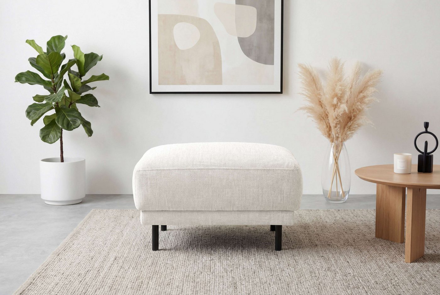 OTTO home Polsterhocker Sveeva, 73x57 cm, schwarze Metallfüße, langlebiger Webstoff, viele Farben zur Auswahl – Bild 2 von 5