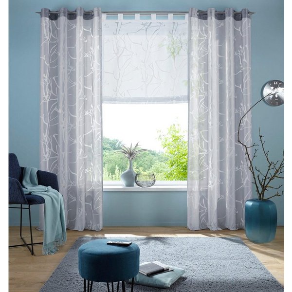 OTTO home Raffrollo Anna, mit Schlaufen, Halbtransparent, Ausbrenner, Viskose