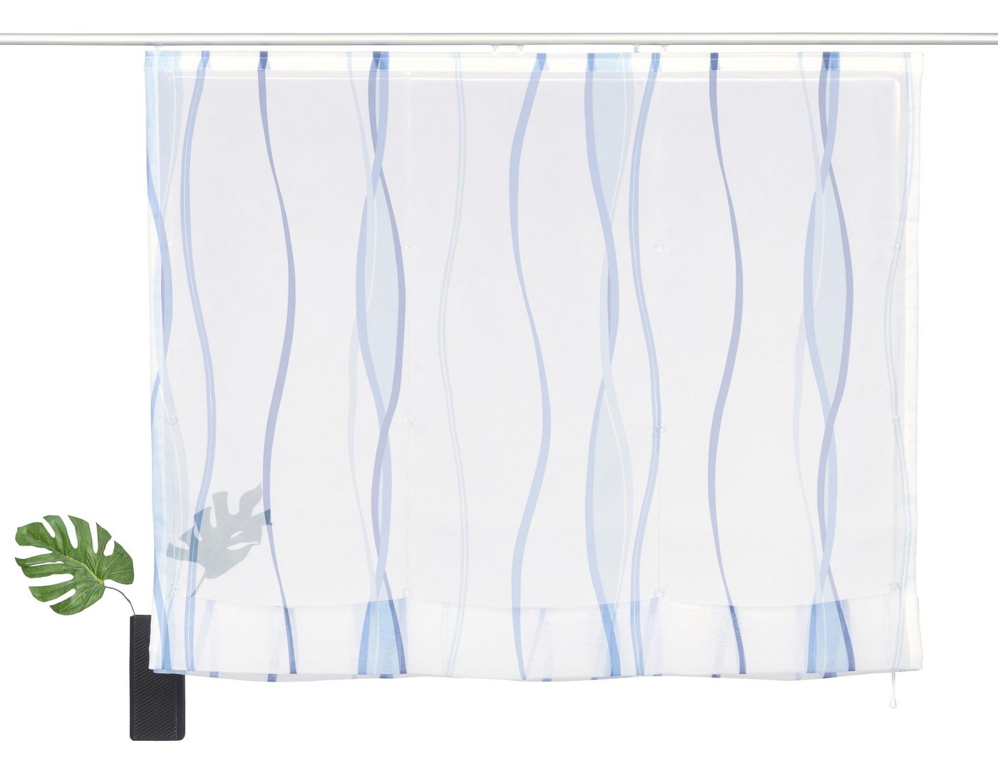 OTTO home Raffrollo Dimona, mit Klettschiene, Transparent, Voile, Polyester, Wellen – Bild 2 von 5
