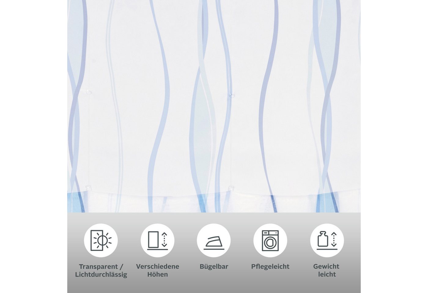 OTTO home Raffrollo Dimona, mit Klettschiene, Transparent, Voile, Polyester, Wellen – Bild 3 von 5