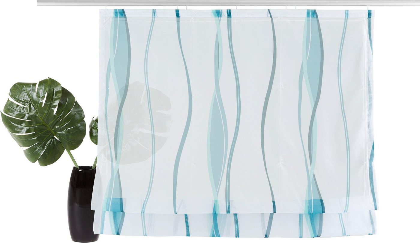 OTTO home Raffrollo Dimona, mit Klettschiene, Transparent, Voile, Polyester, Wellen – Bild 2 von 5