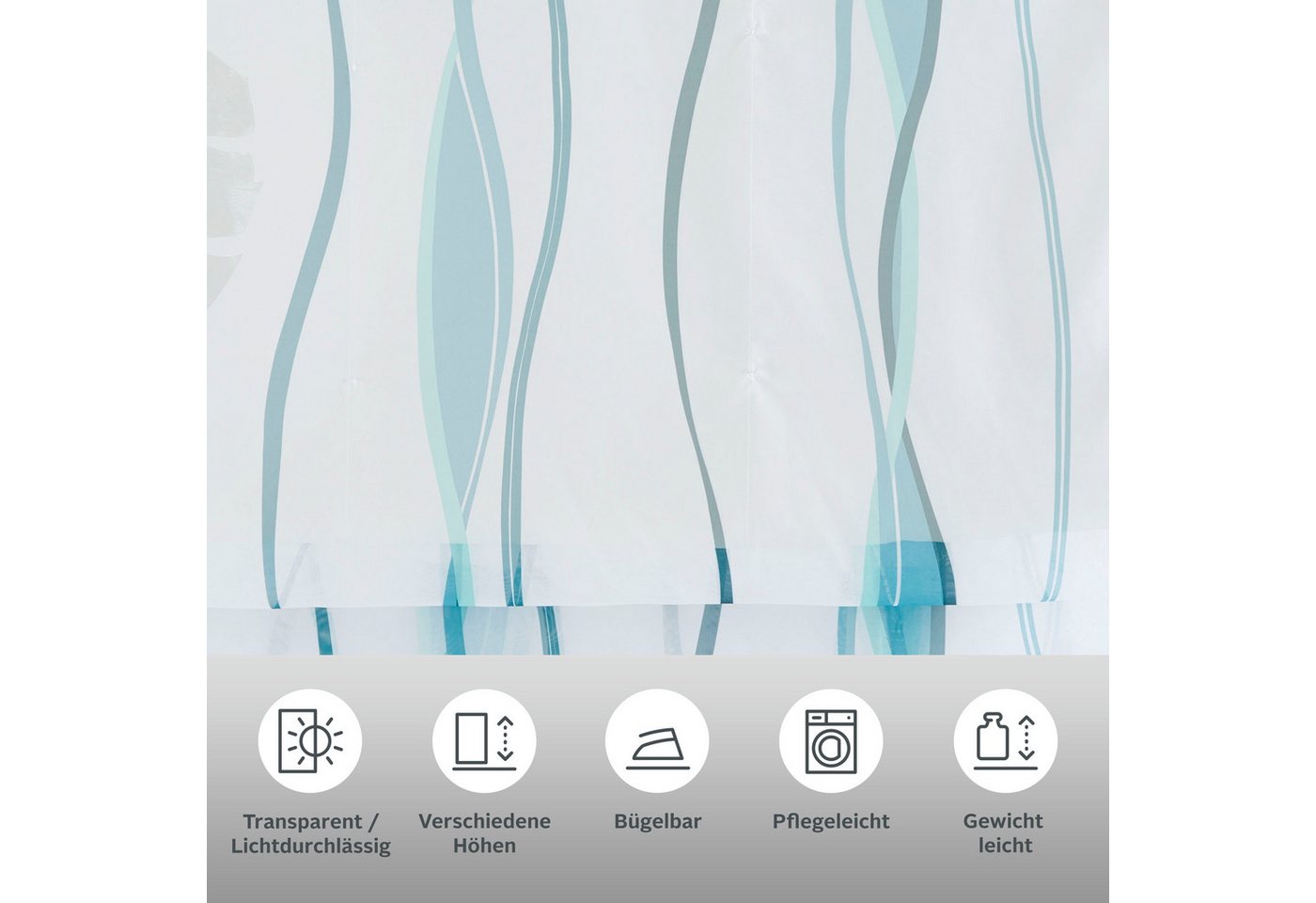 OTTO home Raffrollo Dimona, mit Klettschiene, Transparent, Voile, Polyester, Wellen – Bild 3 von 5